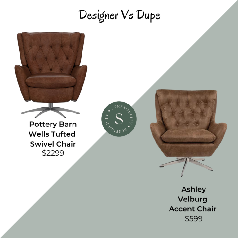Designer VS Dupe – Pottery Barn Wells Tufted Leather Swivel Chair