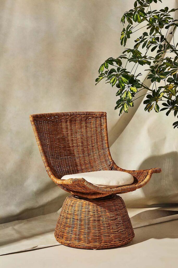 Anthropologie Healdsburg Rattan Swivel Chair